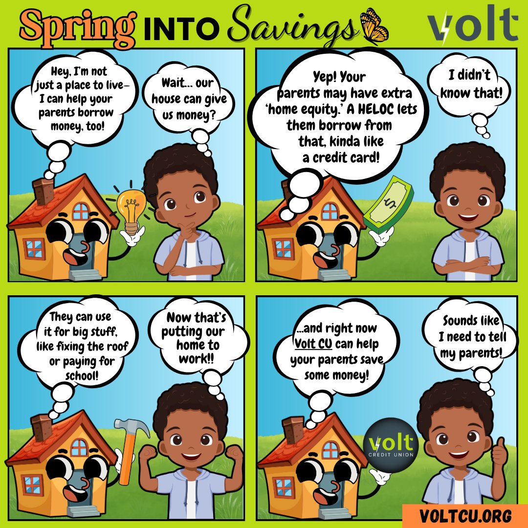🧐 If you didn’t know… your home can do more than just give you a place to live—it can also help you borrow money! It’s called a HELOC (Home Equity Line of Credit), and here’s how it works:
🔗 Learn more at VOLTCU.ORG

#HELOC #HomeEquity #VoltCU #SpringIntoSavings