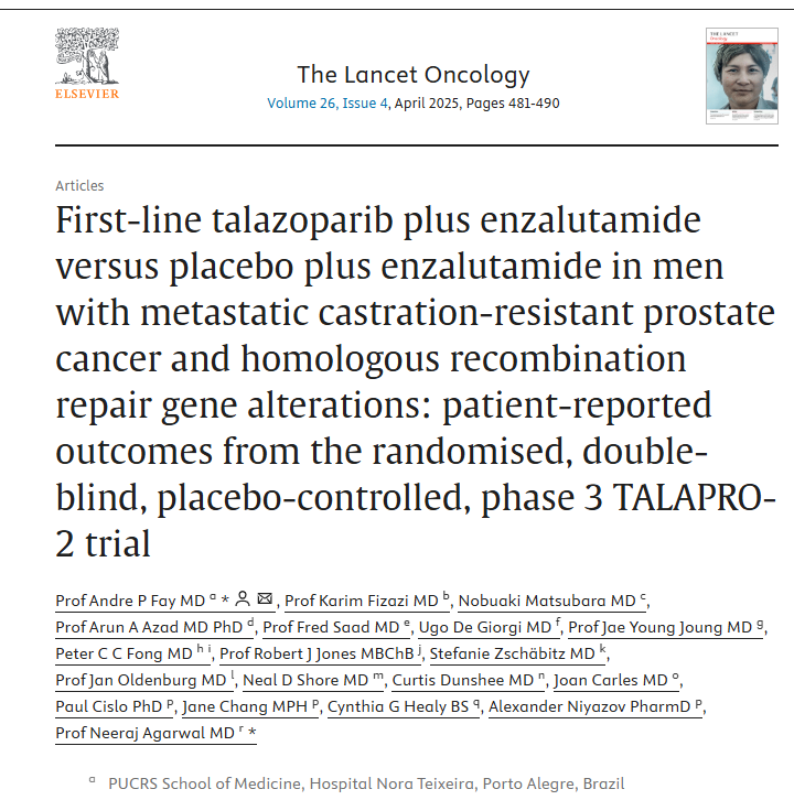 Toni Choueiri, MD (@drchoueiri) on Twitter photo Congrats <a href="/DrAndreFay/">André P. Fay</a> for leading the PRO/QOL part of phase 3 TALAPRO-2 trial now in <a href="/TheLancetOncol/">The Lancet Oncology</a> --cc: <a href="/neerajaiims/">Neeraj Agarwal, MD, FASCO</a> <a href="/AzadOncology/">Arun Azad</a> <a href="/PUCRS_Intl/">PUCRS International</a>
sciencedirect.com/science/articl… Congrats <a href="/DrAndreFay/">André P. Fay</a> for leading the PRO/QOL part of phase 3 TALAPRO-2 trial now in <a href="/TheLancetOncol/">The Lancet Oncology</a> --cc: <a href="/neerajaiims/">Neeraj Agarwal, MD, FASCO</a> <a href="/AzadOncology/">Arun Azad</a> <a href="/PUCRS_Intl/">PUCRS International</a>
sciencedirect.com/science/articl…