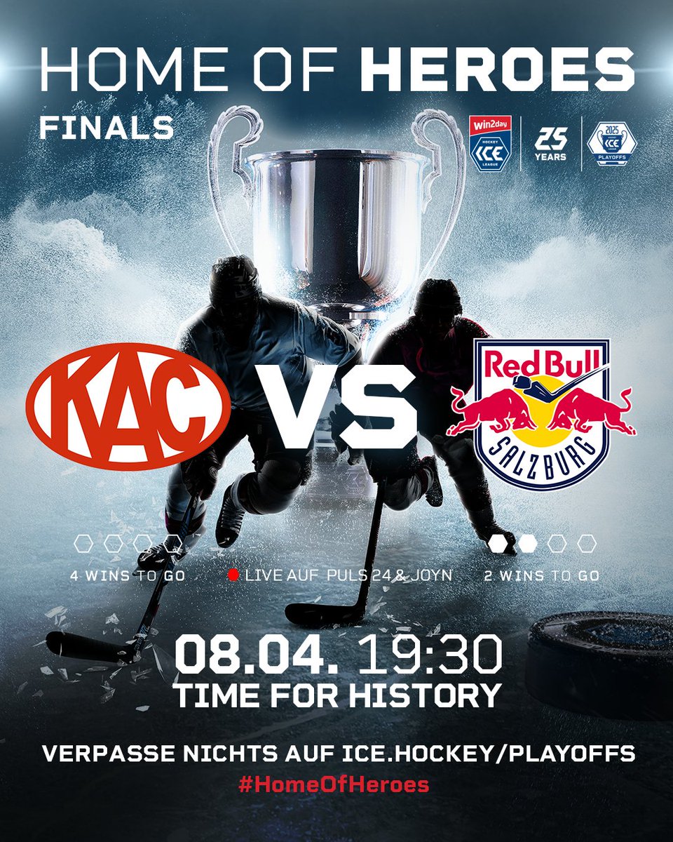In the third game of the "best-of-seven" final series of the win2day ICE Hockey League, the EC-KAC is already under pressure at home against EC Red Bull Salzburg. The reigning champions won the first two duels.

📺 puls24.at/eishockey

#HomeOfHeroes