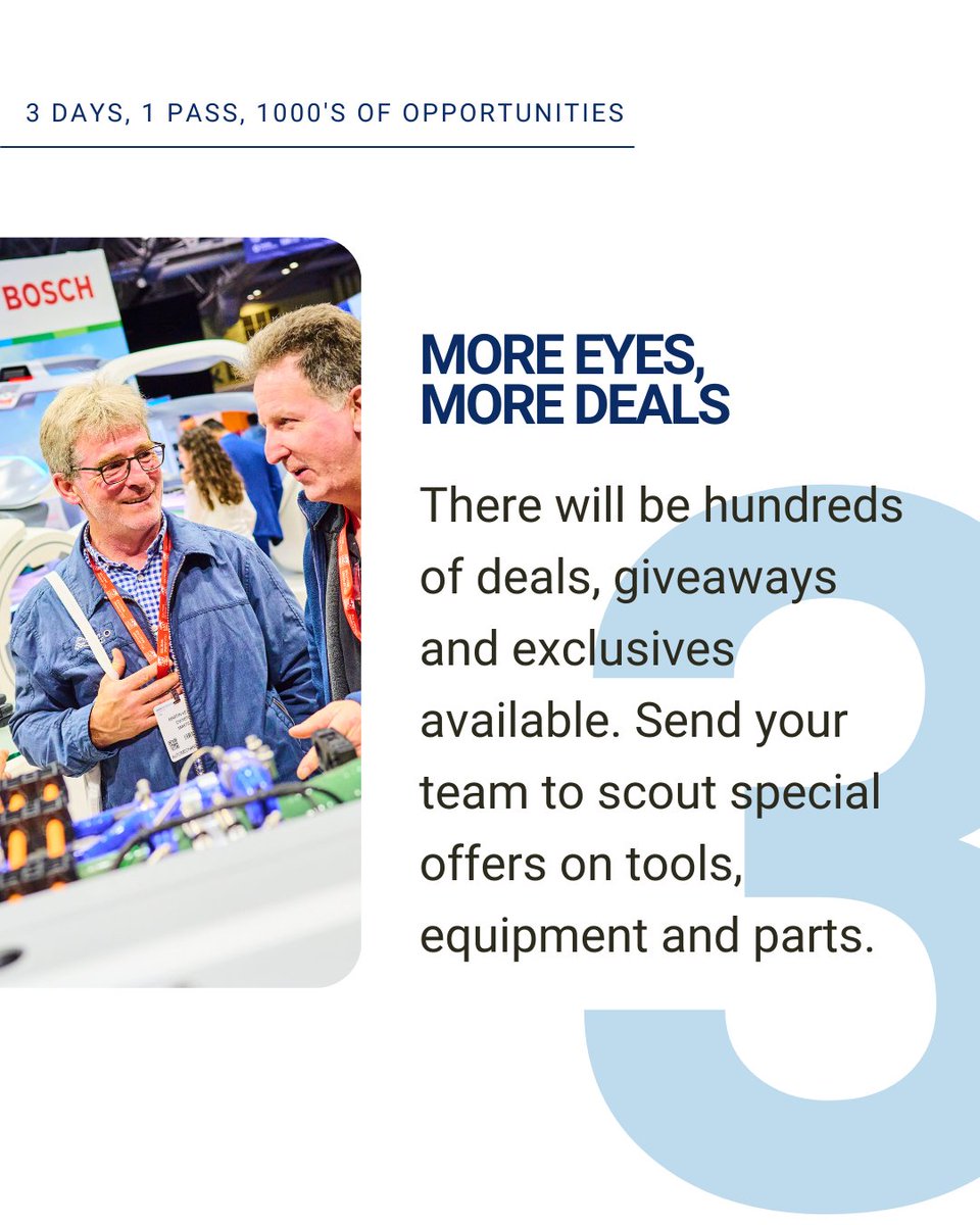 Swipe across for undeniable reasons why you should bring your team to Automechanika Birmingham &gt;

When you register 3 or more of your team, you will be entered into a prize draw to win a £100 food &amp; drink voucher towards a team social, plus MORE.

Register for FREE now!