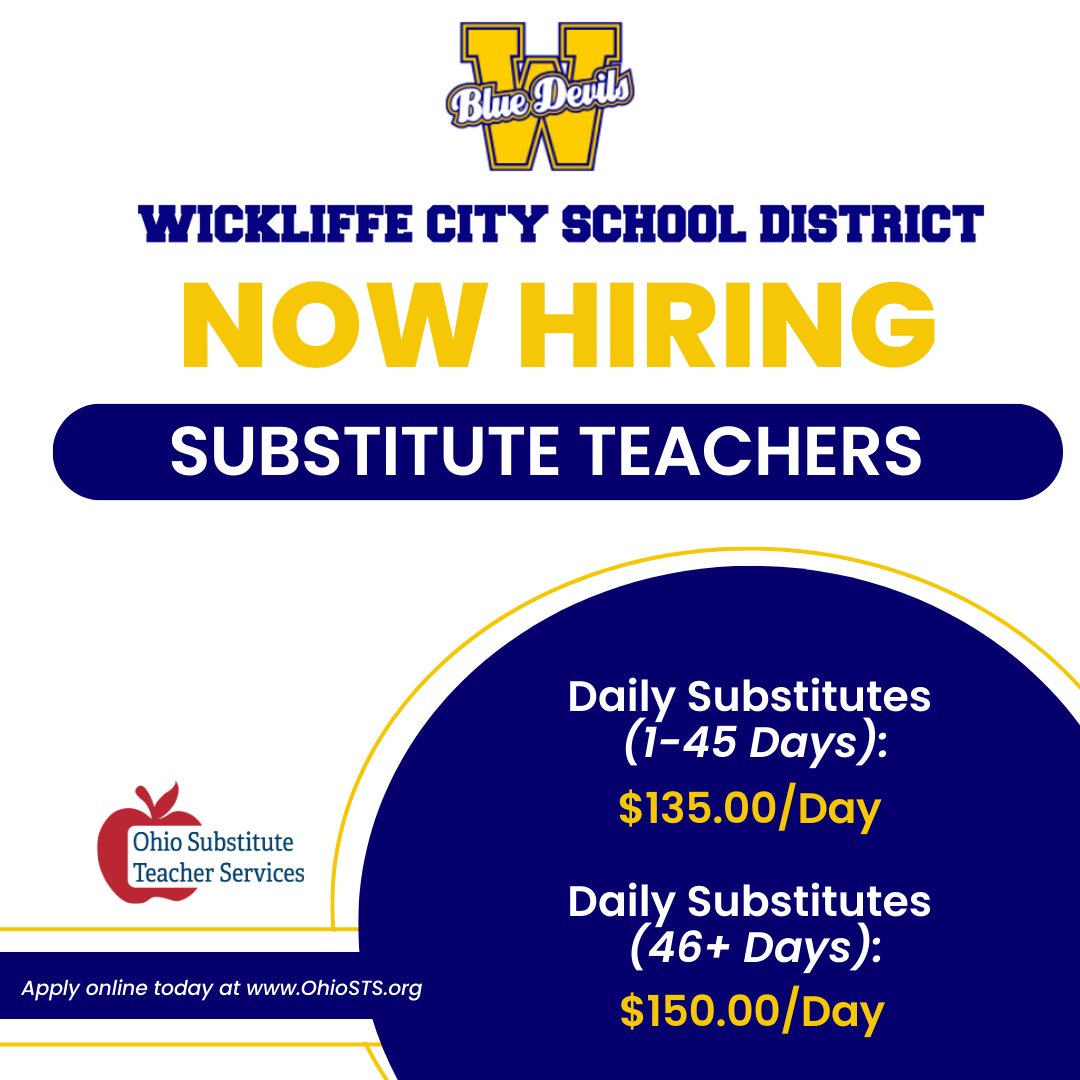 Ohio Substitute Teacher Services (@beasubteacher) on Twitter photo 🍏 Flexible hours and the opportunity to inspire students await you! Become a substitute teacher with Ohio Substitute Teacher Services. #BeASub
Learn more at OhioSTS.org!
<a href="/wickliffesuper/">Joseph Spiccia</a> 🍏 Flexible hours and the opportunity to inspire students await you! Become a substitute teacher with Ohio Substitute Teacher Services. #BeASub
Learn more at OhioSTS.org!
<a href="/wickliffesuper/">Joseph Spiccia</a>