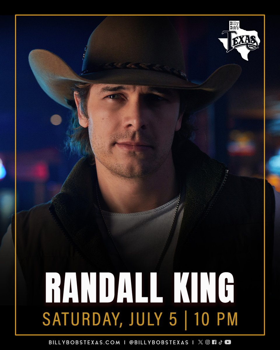 Billy Bob's Texas (@billybobstexas) on Twitter photo JUST ANNOUNCED 🤠
<a href="/RandallKingBand/">Randall King</a> is headed to the World's Largest Honky Tonk on Saturday, July 5.
Tickets go on sale THIS FRIDAY at 10 AM CST! JUST ANNOUNCED 🤠
<a href="/RandallKingBand/">Randall King</a> is headed to the World's Largest Honky Tonk on Saturday, July 5.
Tickets go on sale THIS FRIDAY at 10 AM CST!