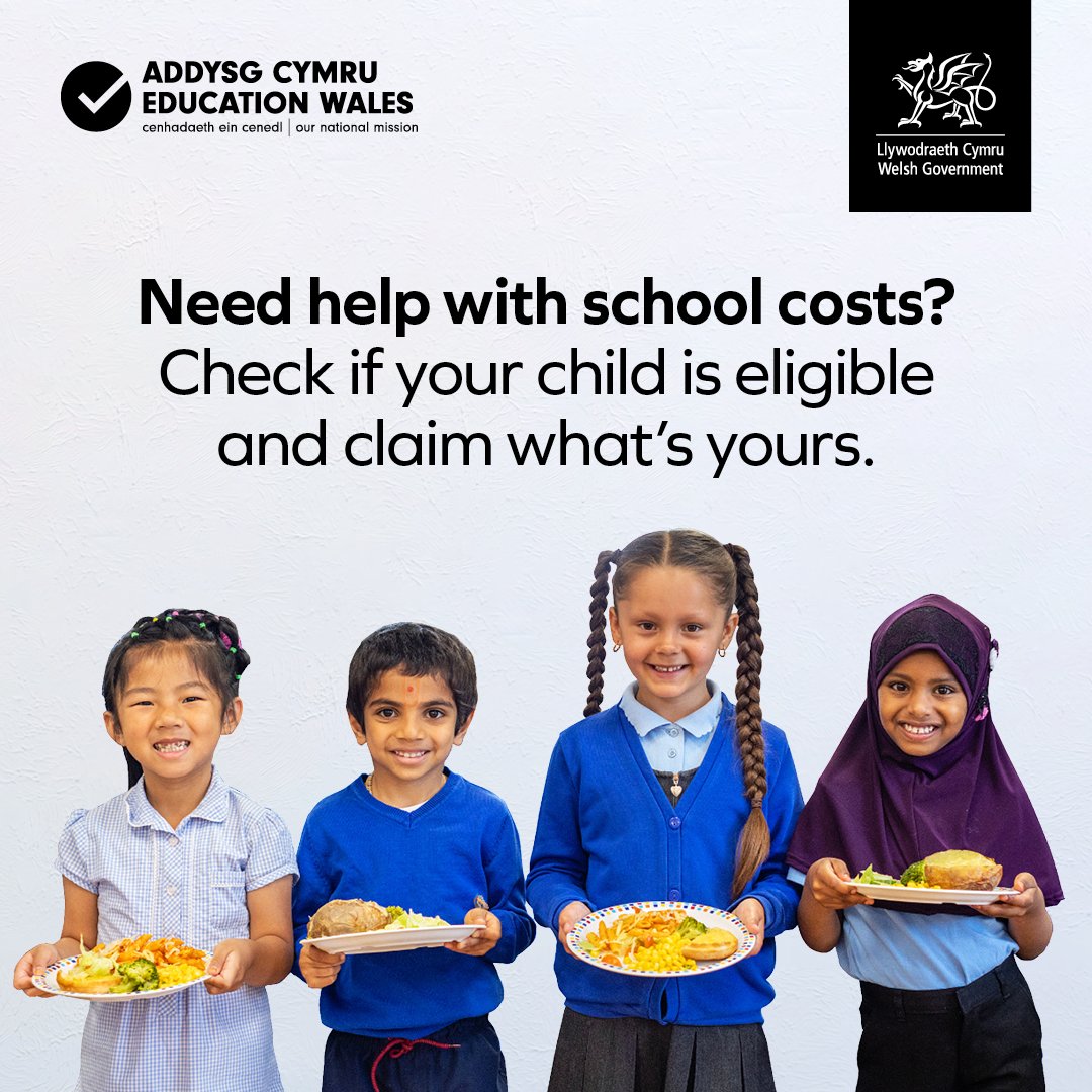 There’s more support available beyond free school meals so make sure you claim what’s yours!

The deadline to apply for the School Essentials Grant for this school year closes on 31 May.

gov.wales/get-help-schoo… 

#FeedTheirFuture