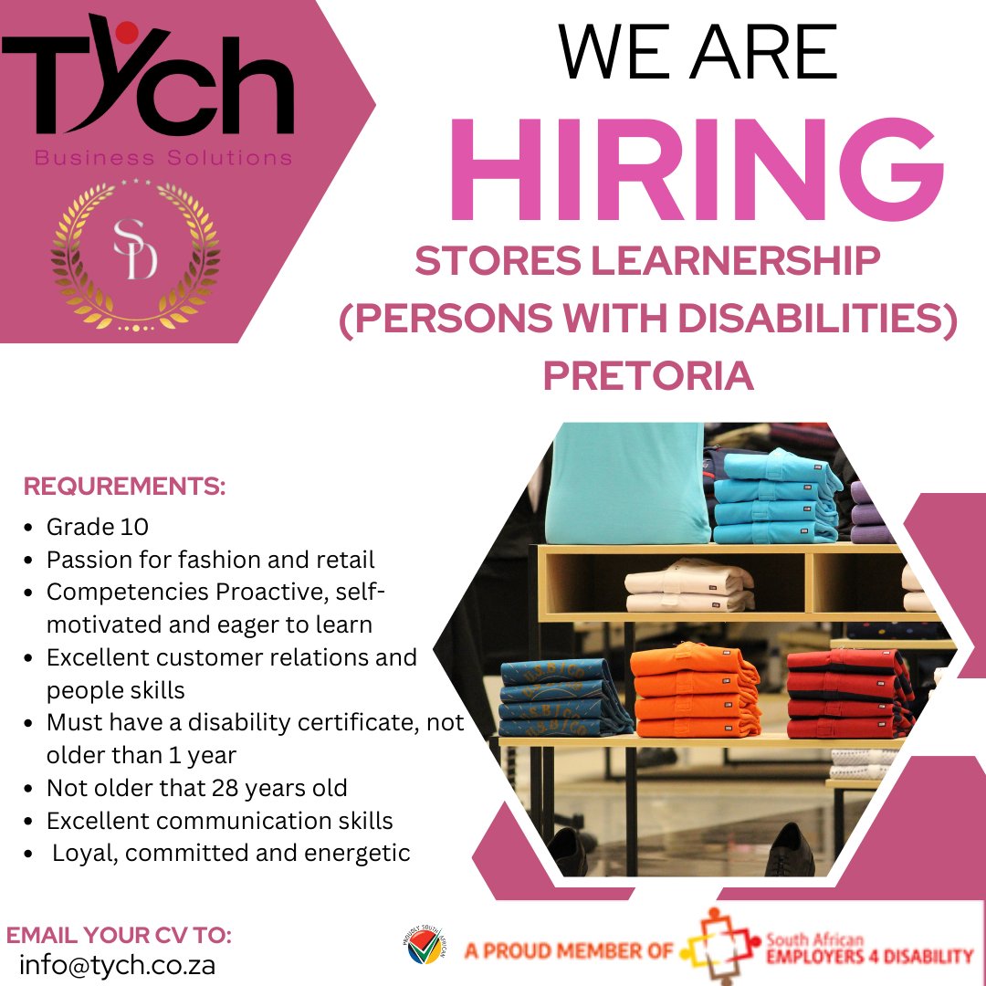 TychTeam's tweet photo. 🚨Kickstart Your Retail Career! 🚨

Ready to learn, earn and grow? Apply now and take
your first step into the world of retail!

📩 Visit https://t.co/yrK6NNfekZ for more information!

#RetailLearnership #FashionCareers #JobOpportunity
#CustomerService #RetailTraining #Sales https://t.co/eu5XKTGtCF