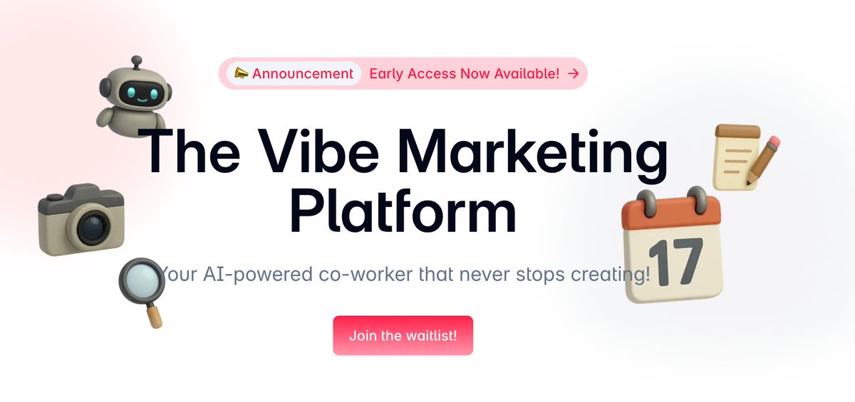I'm building a Vibe Marketing platform for builders and creators looking to get their message out! 
The first 10 people to signup for the waitlist and DM me their email will get a personal onboarding from me and your own personal AI agent to produce content for you!