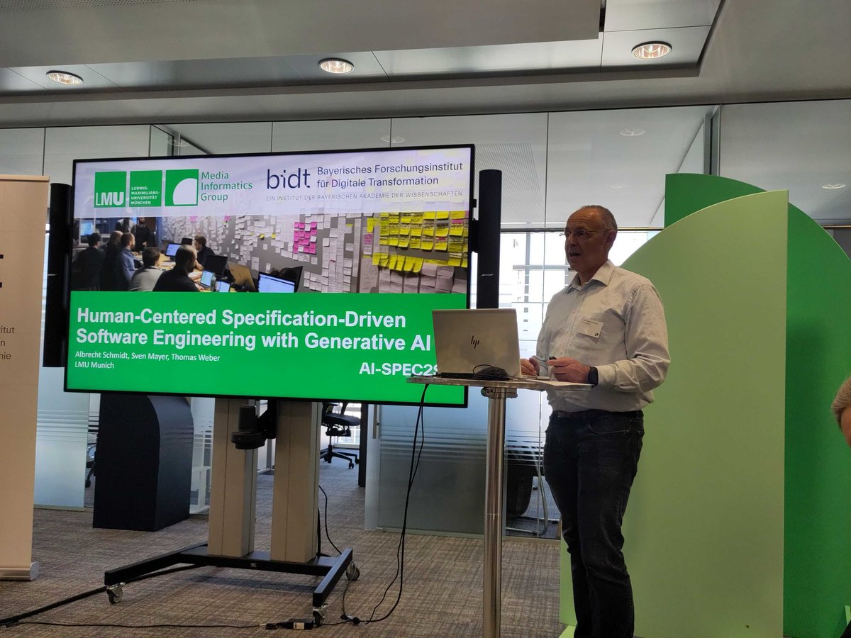 albrechtschmidt's tweet image. Kick-off at BIDT (bidt.digital) for a new set of projects on Human-ai co-creation. In our project we look into democratization of software development by co-creation of spezifications as intermediate representations for software. @svenmayerhci @mimuc