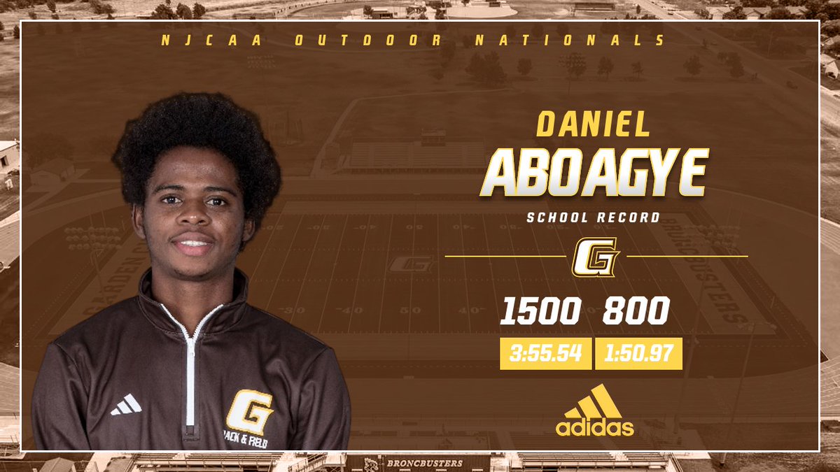 Daniel Aboagye punches his ticket for the NJCAA Men's Outdoor Track and Field Championships in the 800 meter with a time for 1:50.97 and in the 1500 meter with a time of 3:55.54. Aboagye is now the school record holder in both events!