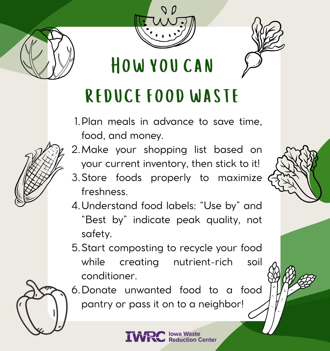 It’s Food Waste Prevention Week and we’re kicking things off with 6 simple actions YOU can take to cut down on food waste.🍅🌏Start off the week strong by picking one and putting it into action today! #FoodWastePreventionWeek