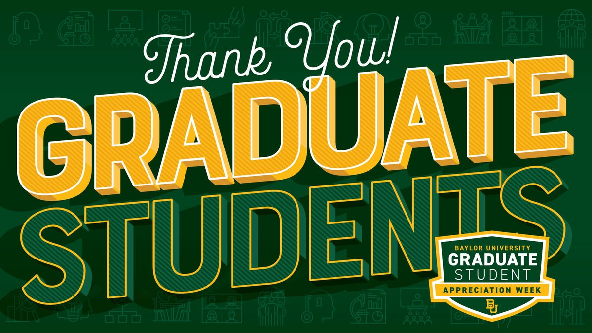 Baylor University College of Arts & Sciences (@baylor_aands) on Twitter photo To our <a href="/Baylor_AandS/">Baylor University College of Arts & Sciences</a> graduate students and all those at our University—thank you for your research, your passion, and the countless ways you enrich our academic community.
We appreciate you this week and always! Happy Graduate Student Appreciation Week, Bears! 💚💛 To our <a href="/Baylor_AandS/">Baylor University College of Arts & Sciences</a> graduate students and all those at our University—thank you for your research, your passion, and the countless ways you enrich our academic community.
We appreciate you this week and always! Happy Graduate Student Appreciation Week, Bears! 💚💛