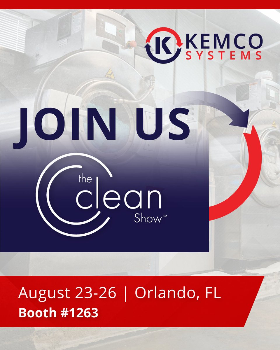 Meet the Kemco team in Orlando at the Clean Show,  August 23-26, booth #1263. The largest exposition for laundering, drycleaning, textile care services, supplies and equipment in North America.

#CleanShow2025 #KemcoSystems