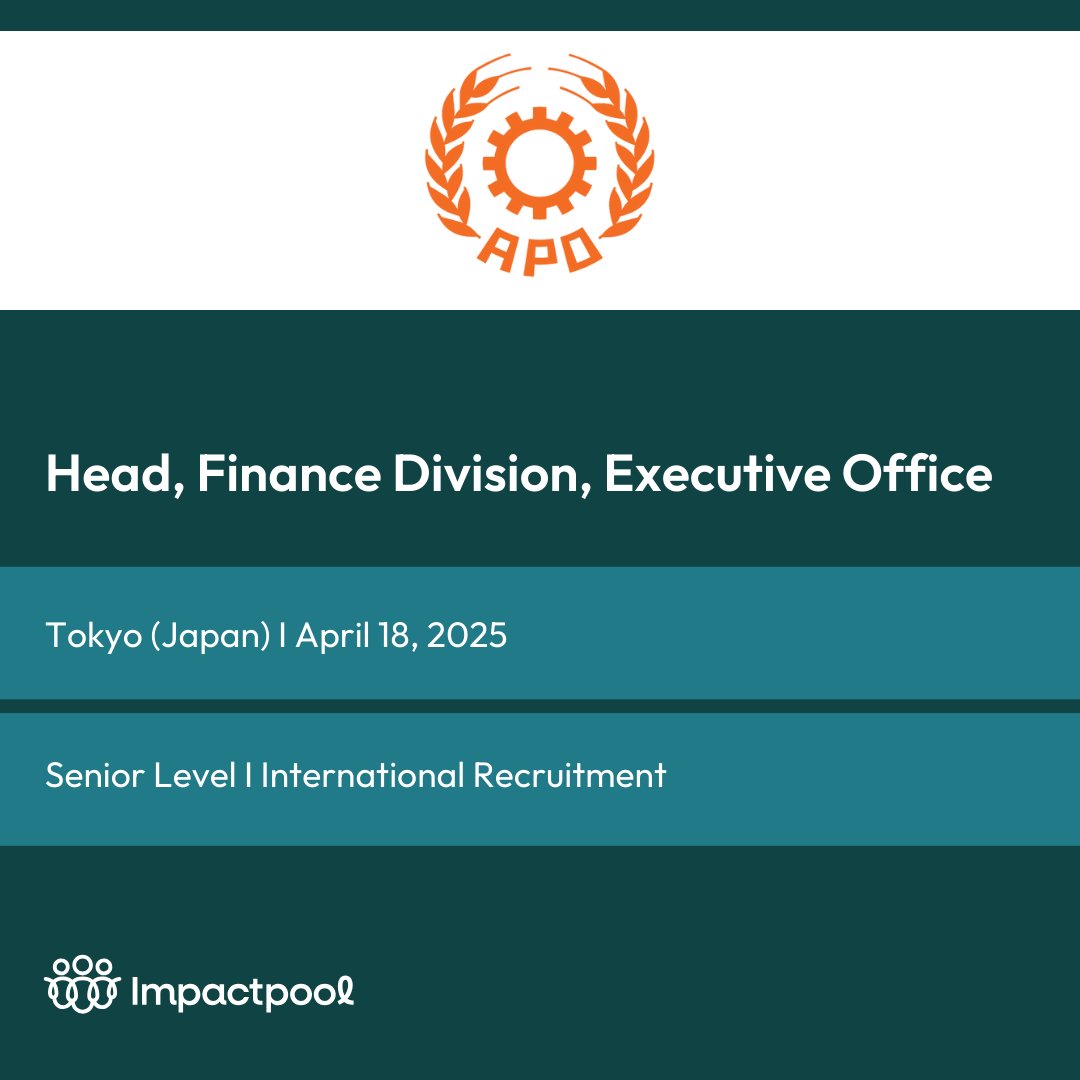 Explore two new positions at the Asian Productivity Organization (APO)!

Executive Support Officer
📍Tokyo, Japan
📆 April 18, 2025
🔗 bit.ly/3YnPBCb

Head, Finance Division, Executive Office
📍Tokyo, Japan
📆 April 18, 2025
🔗 bit.ly/4cnjN6o