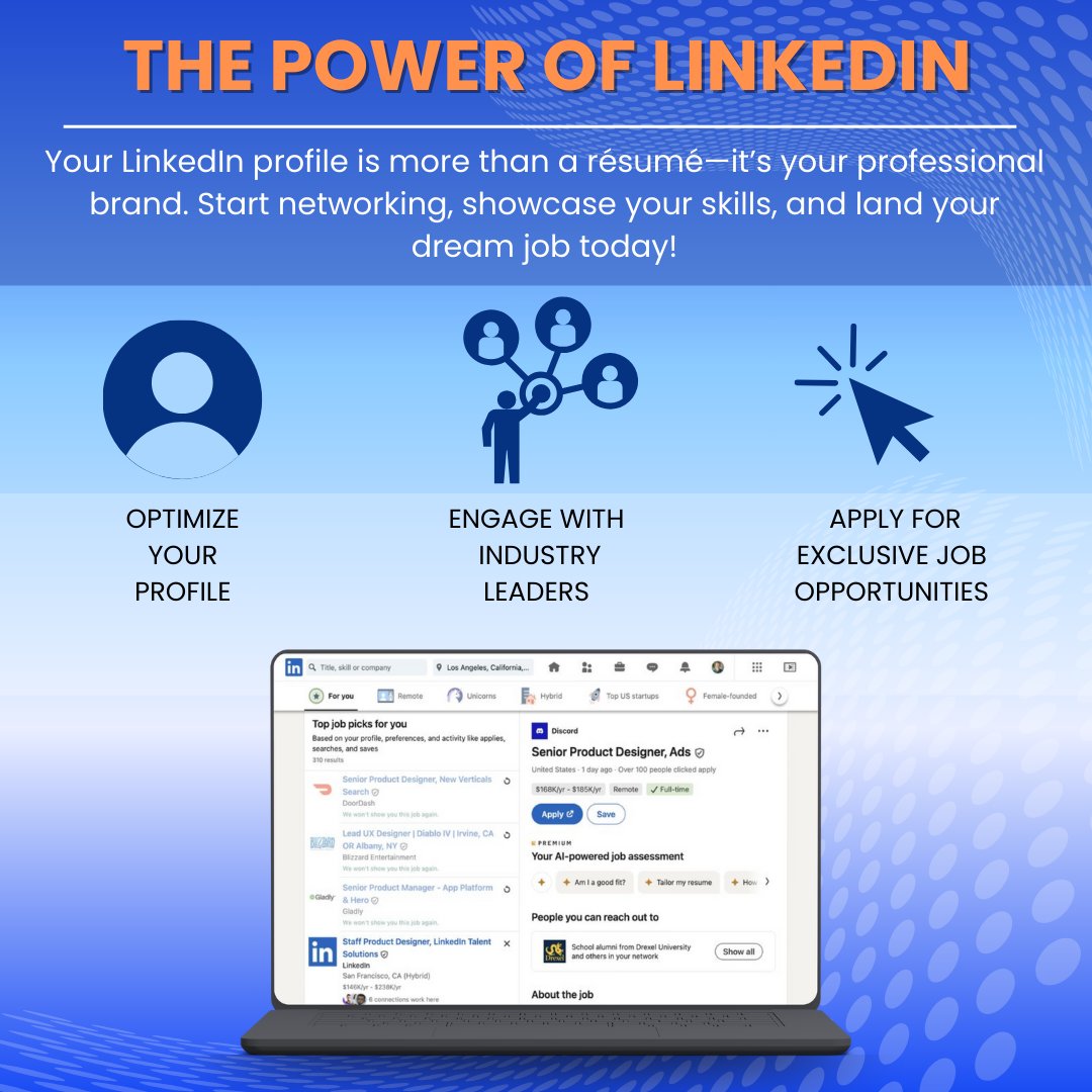 Ever wonder how some people seem to land amazing jobs through just a few connections? 👀 It’s not luck—it’s LinkedIn. From discovering hidden opportunities to getting noticed by top employers, LinkedIn gives you access to a whole world of professional growth.