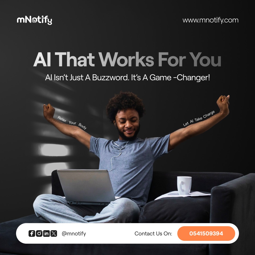 You work hard. Let AI handle the rest. 

🎯 Ready to automate your business?
👉 Create your own FREE WhatsApp Chatbot now at app.chatbotsafrica.com – no coding required!

#mNotify #ChatbotsAfrica #AIForBusiness #WhatsAppChatbot #SmartWork #Automation #AIThatWorks
