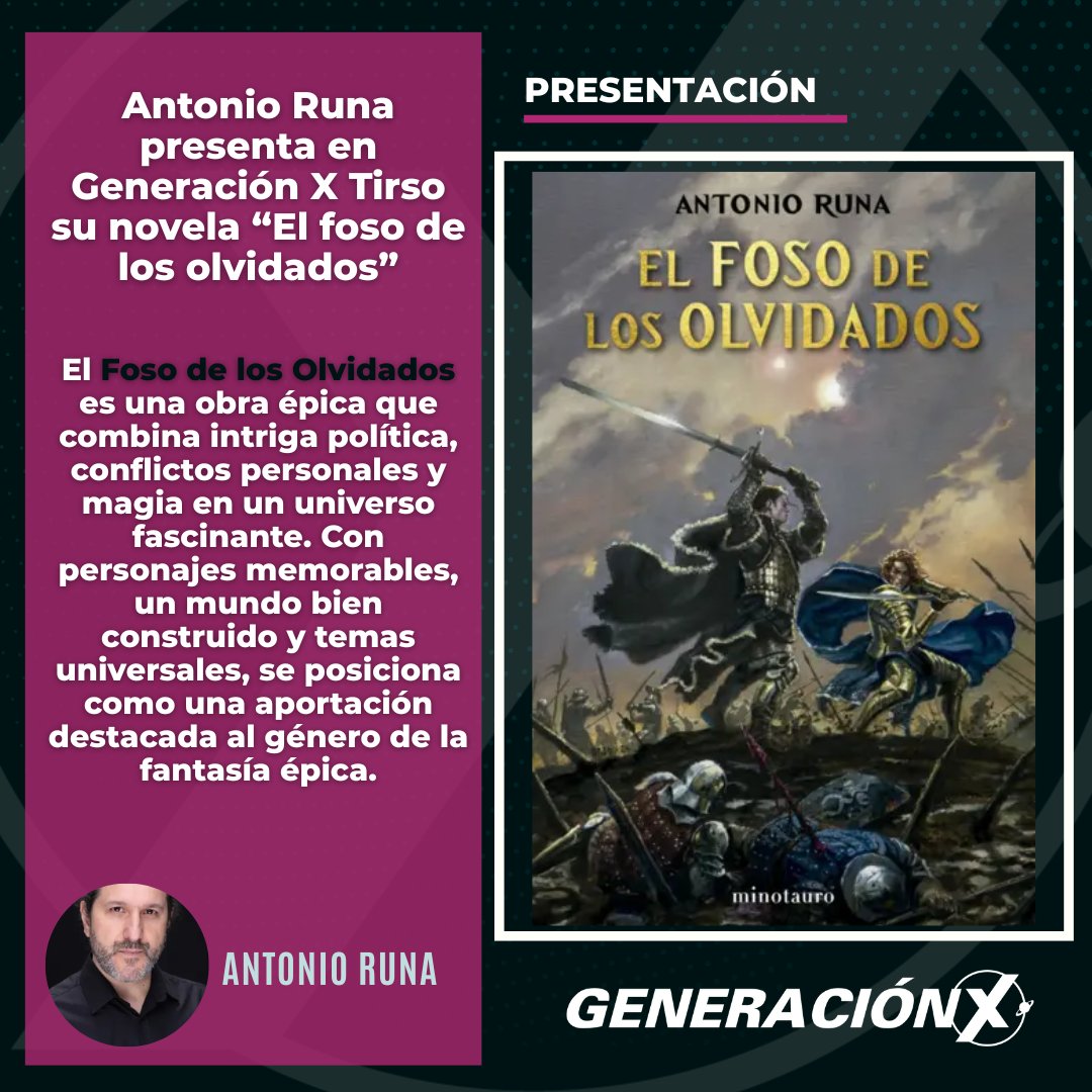 GeneraciónX Tirso (@genxtirso) on Twitter photo ¡Esta semana la tenemos cargada! El Viernes 11 de abril viene <a href="/antonio_runa/">Antonio Runa</a> para presentar #Elfosodelosolvidados, editado por <a href="/minotaurolibros/">Ediciones Minotauro</a>.
Runa, junto con algunos del equipo de <a href="/laORBITAdeENDOR/">La Órbita De Endor</a>, estarán presentando su primera incursión en el mundo de la fantasía. ¡Esta semana la tenemos cargada! El Viernes 11 de abril viene <a href="/antonio_runa/">Antonio Runa</a> para presentar #Elfosodelosolvidados, editado por <a href="/minotaurolibros/">Ediciones Minotauro</a>.
Runa, junto con algunos del equipo de <a href="/laORBITAdeENDOR/">La Órbita De Endor</a>, estarán presentando su primera incursión en el mundo de la fantasía.