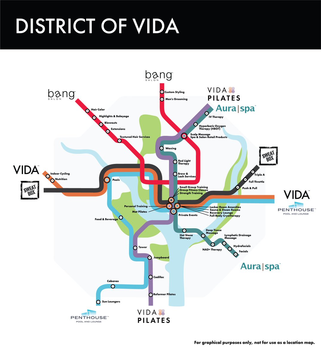 strength, beauty, wellness, and relaxation come together in the District of VIDA, connecting you to everything from high-performance training to spa treatments and expert styling.
this World Health Day, take a moment to prioritize your well-being—wherever your journey takes you.