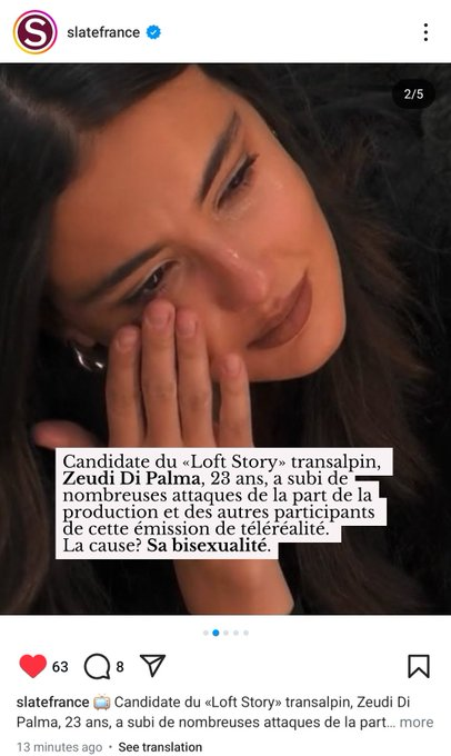 🚨 A revista francesa que fez a matéria expondo a homofobia que a Zeudi sofreu no GF agora postou no Instagram, engajem muito! #Zeudiners 

Link: instagram.com/p/DIJjdtyNHsr/…