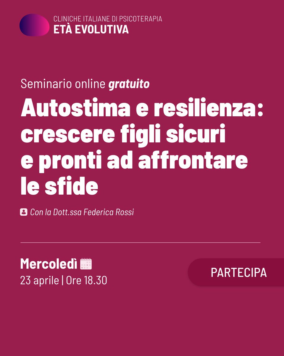 Un webinar per aiutare i genitori a rafforzare l’autostima e la resilienza dei propri figli, elementi fondamentali per affrontare le sfide della crescita. 

#etaevolutiva #genitori #sessualità #orientamentosessuale #identitàdigenere #psicologia #bambini #adolescenti
