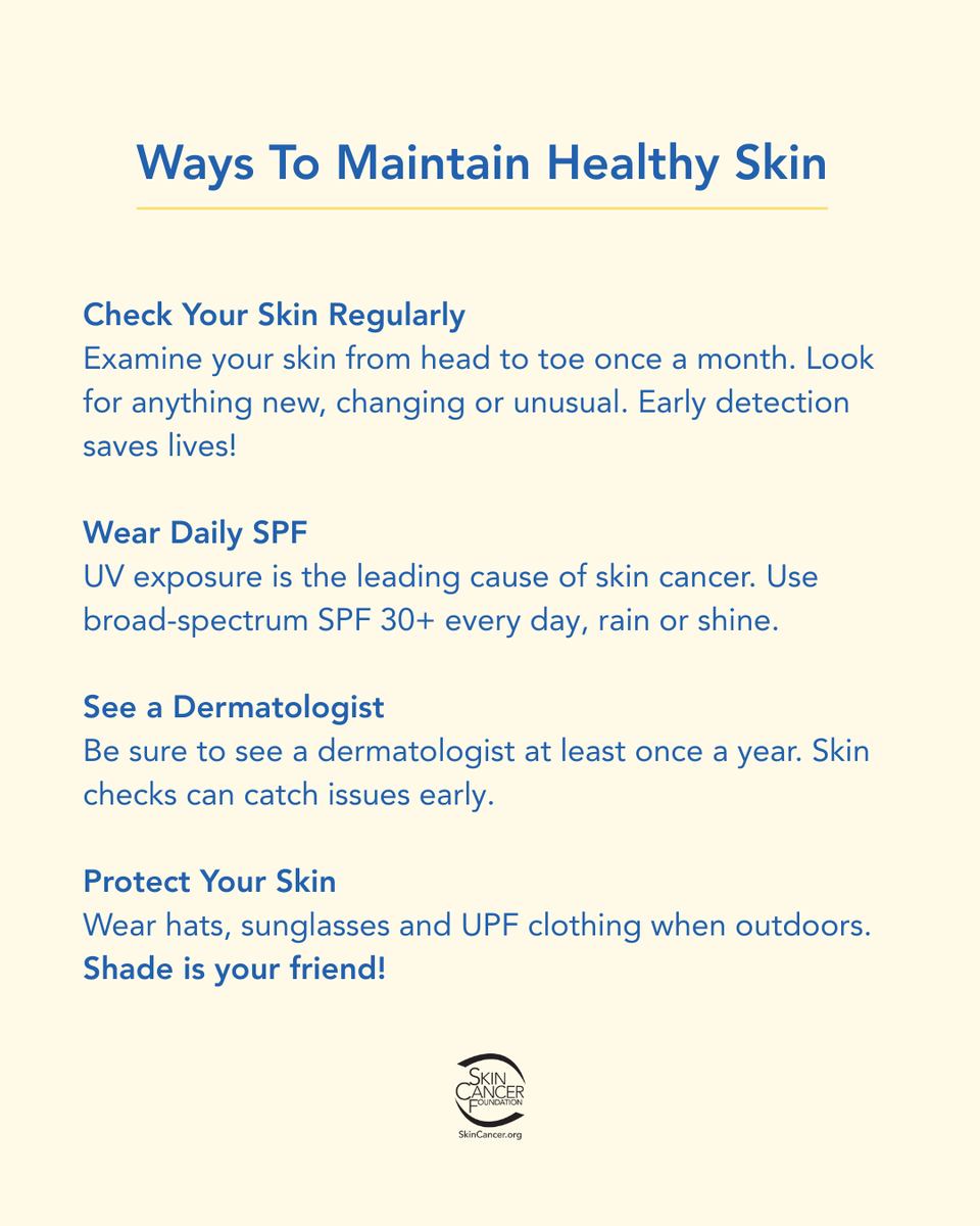 Your skin is your body’s largest organ—protecting it is essential for your overall health. This #WorldHealthDay, commit to these simple habits to keep your skin healthy and lower your risk of skin cancer. To learn more visit, SkinCancer.org/prevention