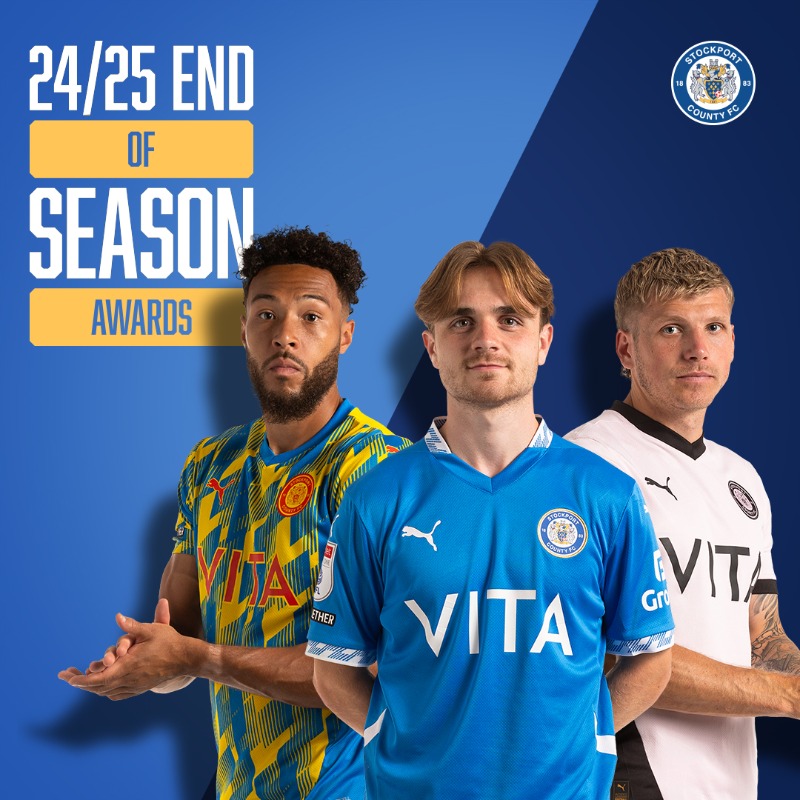 StockportCounty's tweet photo. 📩 It's time to vote for your #StockportCounty End of Season Award winners!

🏆 Goal of the Season
🏆 George Haigh Young Player of the Year
🏆 Men's Player of the Year

Vote and have your say on who picks up this year's prestigious awards ⤵️