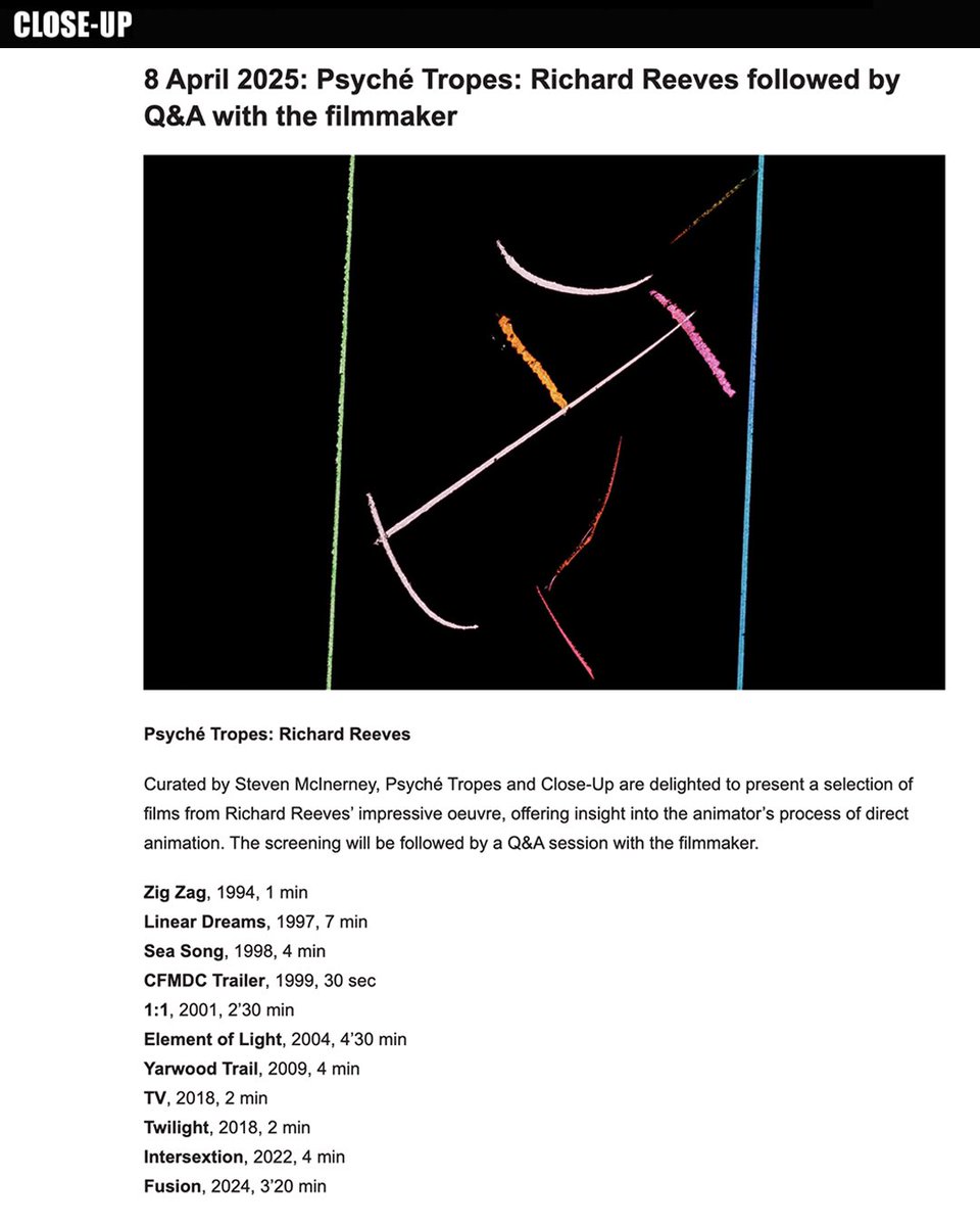 Psyché Tropes and <a href="/closeupcentre/">Close-Up Cinema</a>  present Richards Reeves with Q&amp;A. Tomorrow 8:15pm closeupfilmcentre.com/film_programme…