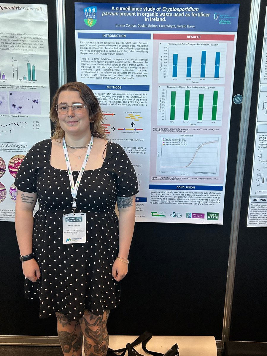Emma has first looked at a parasite called Cryptosporidium parvum and found DNA evidence of its presence in farm slurry all year round. This parasite can cause disease including diarrhoea in cattle so isn't a great one to have.