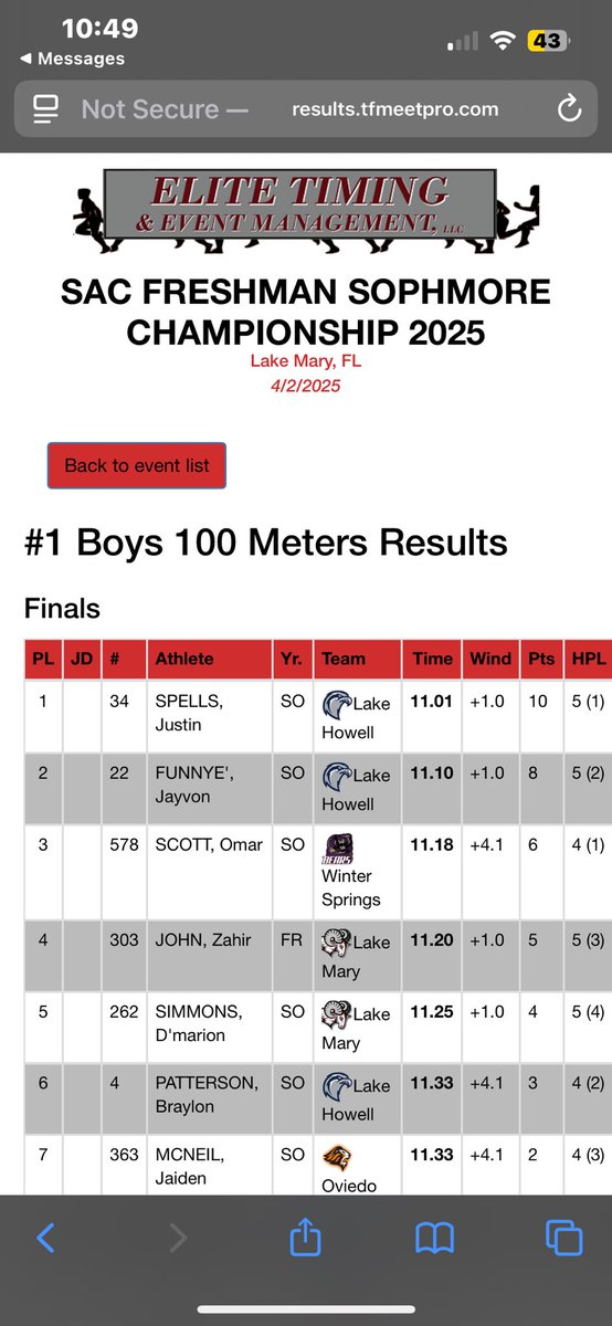 JayvonFunnye's tweet image. Ran a new all-time PR this season out of lane 4 with a time of 11.10 seconds. Placed 2nd overall in my district’s Freshman and Sophomore Championships. Looking forward to districts.
@CoachWatkinsUNH @CoachQGray
@CoachGolesh @CoachHaggardUB