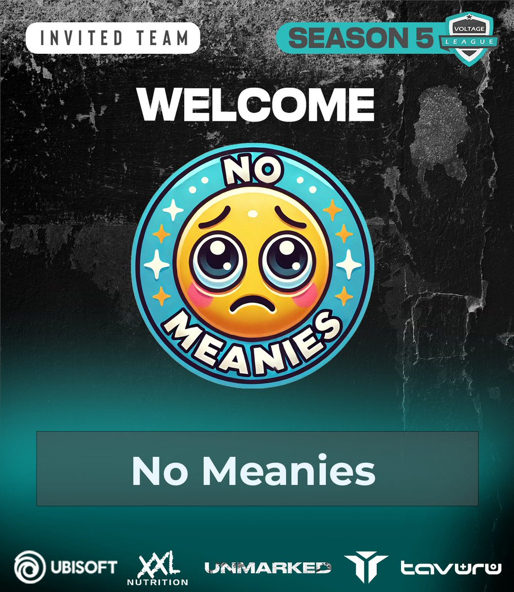 We welcome #NoMeanies as our 4th invited team for S5

-@nixon_r6
-@codedfps
-<a href="/AlexR6_/">Alex</a>
-@Tomonjob
-<a href="/rqnkr/">rqnkr</a> 
-<a href="/JJF5_/">🇬🇧JJF5</a>

Want a chance to participate? sign up now⬇️ esportsapp.gg/o/voltage-leag…