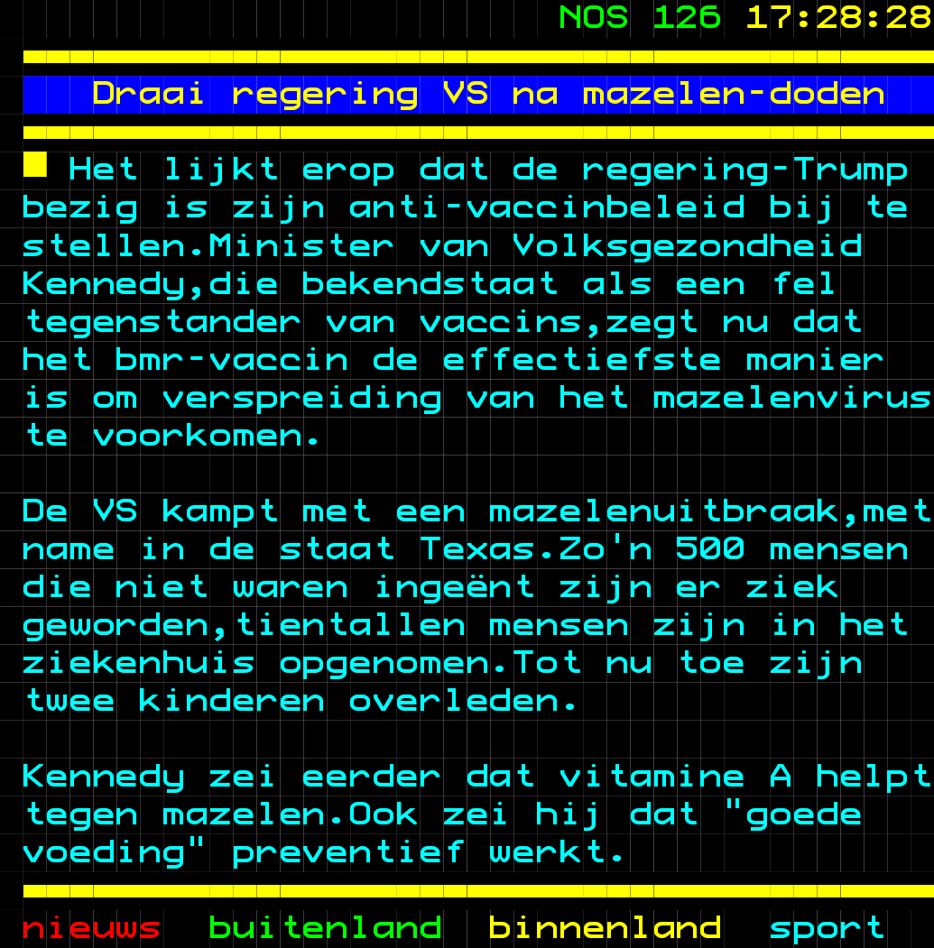 Ondanks de enorme weerzin tegen vaccinatie, is populisme meer dan elke andere stroming vatbaar voor de roep om daadkracht en bescherming. Terwijl mazelen bijna altijd heel onschuldig is, veroorzaakt publieke paniek een heel opmerkelijke omwenteling.  nos.nl/ttapp