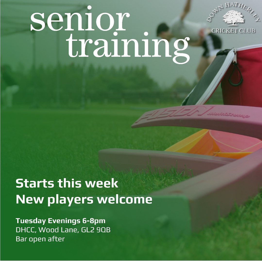Senior outdoor training gets underway this week! 🏏

New players of all abilities welcome and the bar will be open after! 

#DHCC 🟢