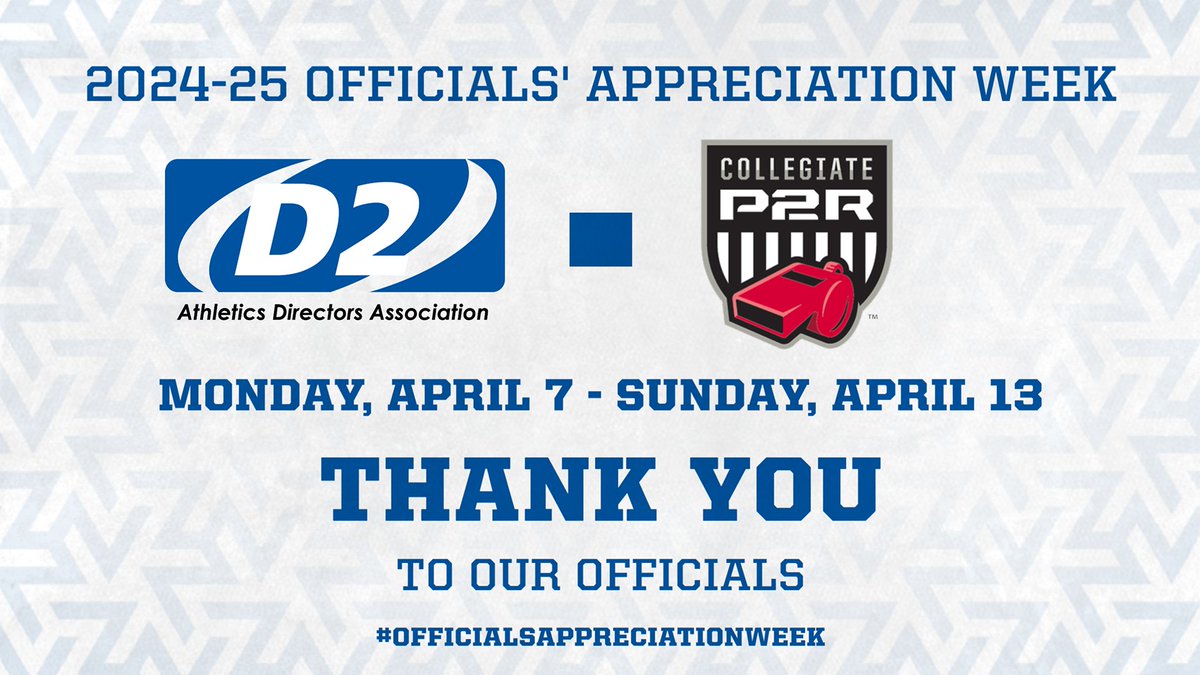 Today kicks off Spring Officials' Appreciation Week! 

Thank you to all of our officials within Division II who help make our sports great!👏

#OfficialsAppreciationWeek
