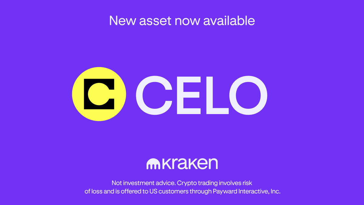 🔊 $CELO @celo is now available for trading on Kraken! 

✔️ Deposits and withdrawals are enabled

🎉 Trading is now live!

Trade here ⤵️
p.k.xyz/9f1e/e2pe6wy0 

*Geographic restrictions apply