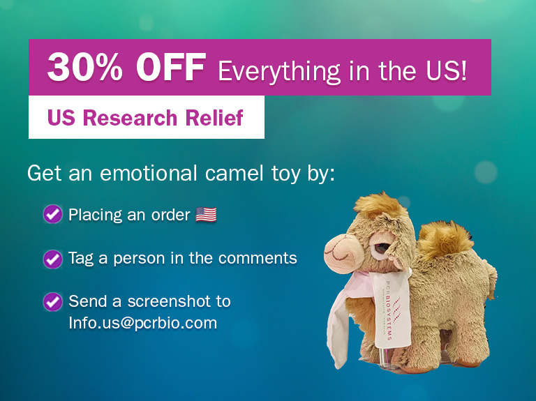 PCR Biosystems (@pcr_biosystems) on Twitter photo 30% offer for US researchers!
💜 Spend $750+ before the end of May
💜 Get 30% off your order
💜 Request a quote: info.us@pcrbio.com
And yes, you can still claim your emotional support camel:
🐪 Place an order
🐪 Tag a labmate below
🐪 Screenshot and email at info.us@pcrbio.com 30% offer for US researchers!
💜 Spend $750+ before the end of May
💜 Get 30% off your order
💜 Request a quote: info.us@pcrbio.com
And yes, you can still claim your emotional support camel:
🐪 Place an order
🐪 Tag a labmate below
🐪 Screenshot and email at info.us@pcrbio.com