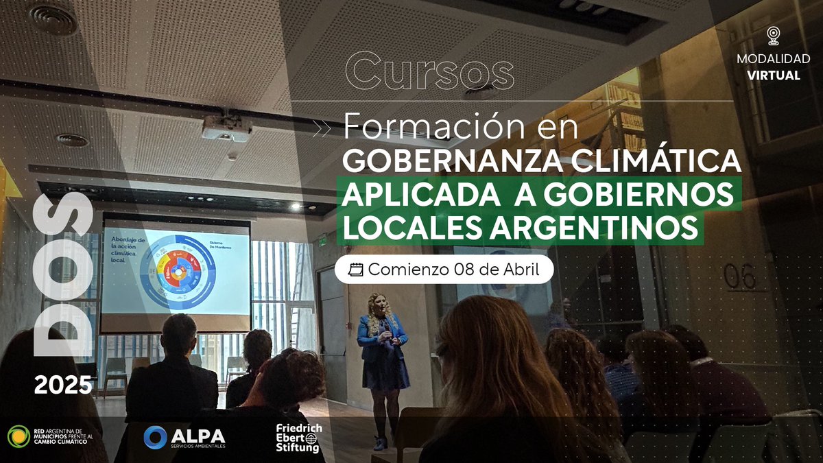 [Formación] Gobernanza climática aplicada a gobiernos locales argentinos
📅Martes 8, 15, 22 y 29 de abril
⏰10:00 a 11:30 (Arg)
Info: ramcc.net/post.php?f=eve…
Inscripciones: forms.gle/1m54qiWuhYR4eN…