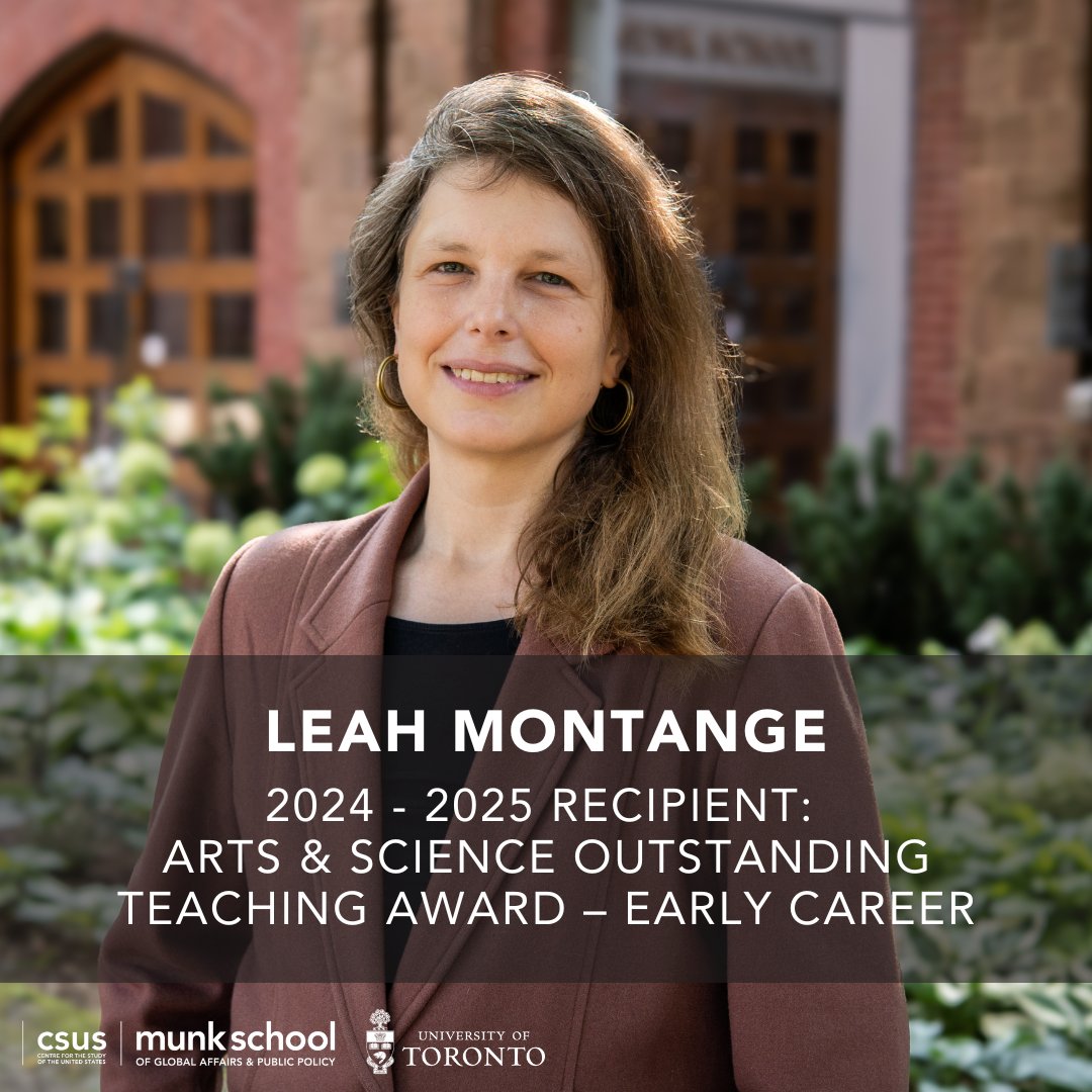 CSUS (@csusuoft) on Twitter photo We’re thrilled to share that Dr. Leah Montange (<a href="/UofT/">University of Toronto</a> <a href="/munkschool/">Munk School</a> Bissell-Heyd Lecturer) has received the 2024–25 @ArtsSci_UofT Outstanding Teaching Award – Early Career! 🎉A truly inspiring educator + researcher—congratulations on this well-deserved recognition! 💫📚 #UofT We’re thrilled to share that Dr. Leah Montange (<a href="/UofT/">University of Toronto</a> <a href="/munkschool/">Munk School</a> Bissell-Heyd Lecturer) has received the 2024–25 @ArtsSci_UofT Outstanding Teaching Award – Early Career! 🎉A truly inspiring educator + researcher—congratulations on this well-deserved recognition! 💫📚 #UofT