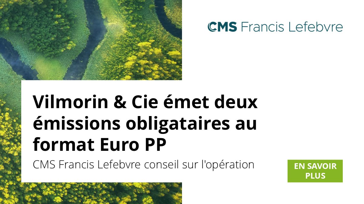 [#Deals] Vilmorin &amp; Cie, 4e semencier mondial, a réalisé avec succès deux émissions obligataires au format Euro PP de maturité 5 et 9 ans pour un montant nominal total de 59 millions d'euros. 🌱
Pour en savoir plus ⬇️
cms.law/fr/fra/news-in…
#Finance #EuroPP #Innovation