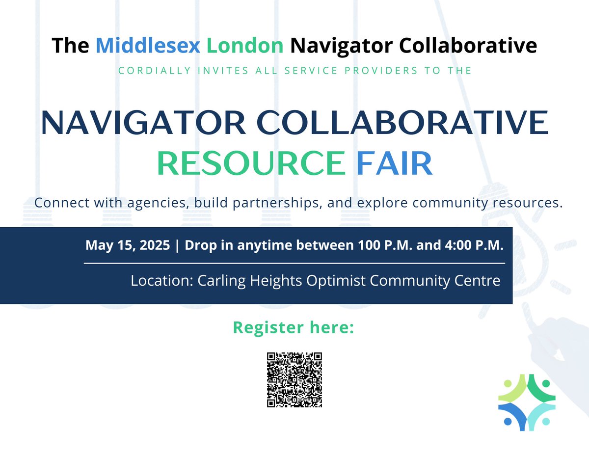 MOWLondon's tweet image. Come visit our information booth on May 15th at the Navigator Collaborative Resource Fair! 💚💙

We will be at Carling Heights Optimist Community Centre that day from 1-4pm, showcasing all that MOWL does in our community! #ldnont #mealservice #rideservice #volunteer
