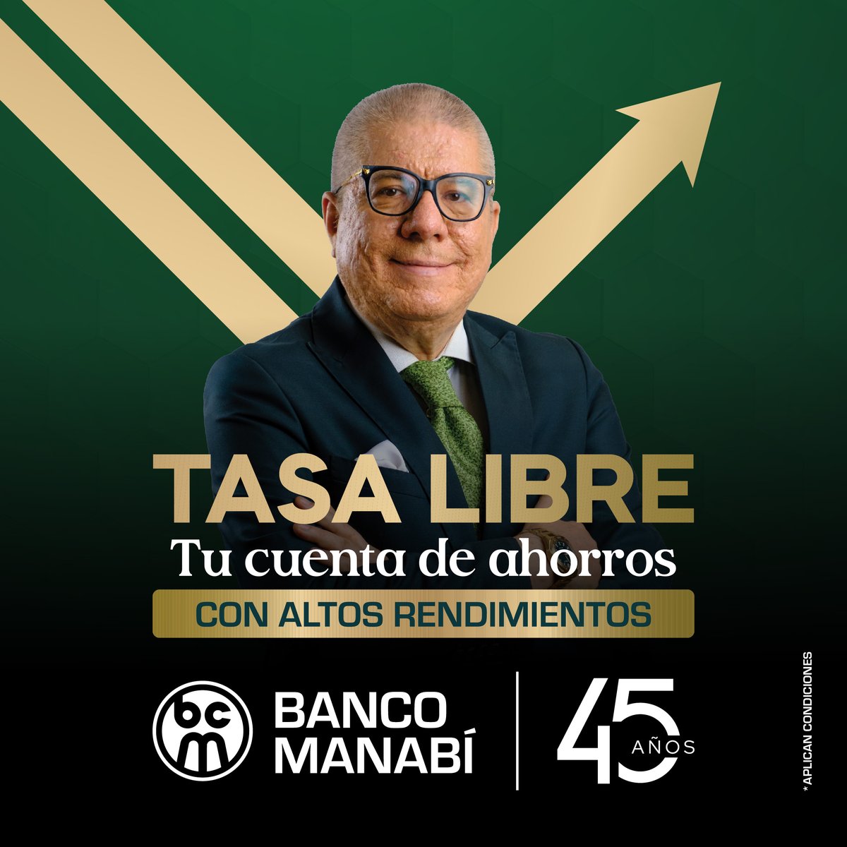 Tasa Libre: La cuenta de ahorros que impulsa tu crecimiento. 

🚀Banco Manabí cumple 45 años brindándote seguridad, confianza y altos rendimientos. 

🔒💸📊 ¡Tu dinero también puede crecer con nosotros! Abre tu cuenta Tasa Libre y empieza a ganar. 💪

✅ Seguridad y respaldo