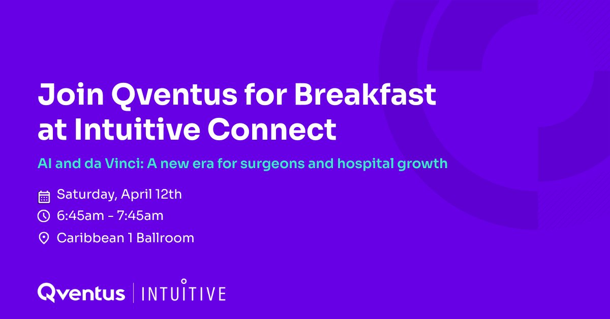 Attending Intuitive Connect this week? 

We're hosting a breakfast on Saturday morning to share how AI is transforming surgeon practice growth and enabling health systems to add 10%+ incremental robotic volume. 

Register here: www2.qventus.com/breakfast-sess…
