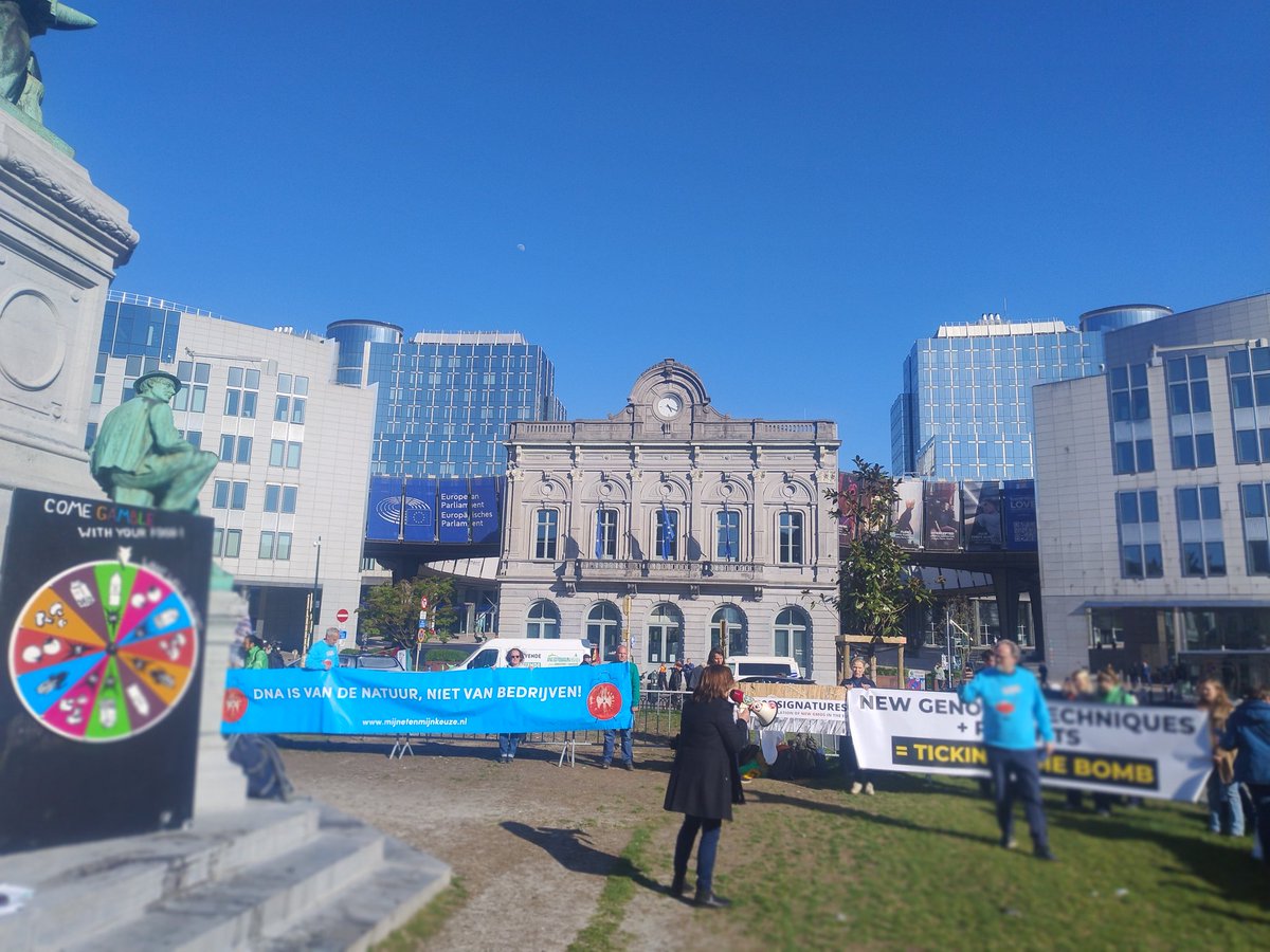 Protest in Brussels against deregulation of new #GMOs. Farmers will depend on patents and consumers will loose the right to choose if it's not on the label. #NGT #GMO