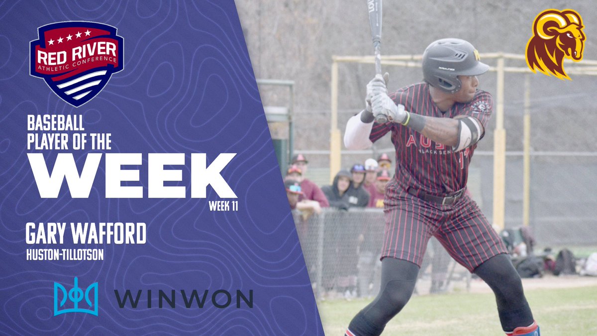Gary Wafford of @htramsathletics was named @winwontech RRAC baseball player of the week for March 31-April 6. Story: redriverconference.com/general/2024-2…