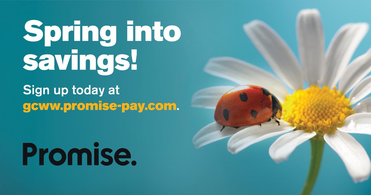 Spring into savings! Refresh your finances with a flexible payment plan that helps you manage your water bill—no hidden fees, no surprises.

Sign up today at gcww.promise-pay.com.