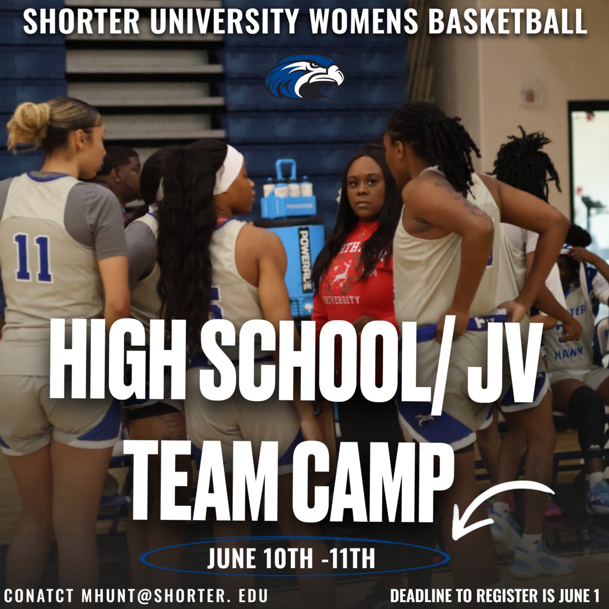 Shorter University Women’s Basketball (@shorter_wbb) on Twitter photo 🚨 Registration is open for our summer Team Camp. June 1 is the registration to deadline. Follow the link in our bio or email MHUNT@shorter.edu for more information . 🚨 Registration is open for our summer Team Camp. June 1 is the registration to deadline. Follow the link in our bio or email MHUNT@shorter.edu for more information .