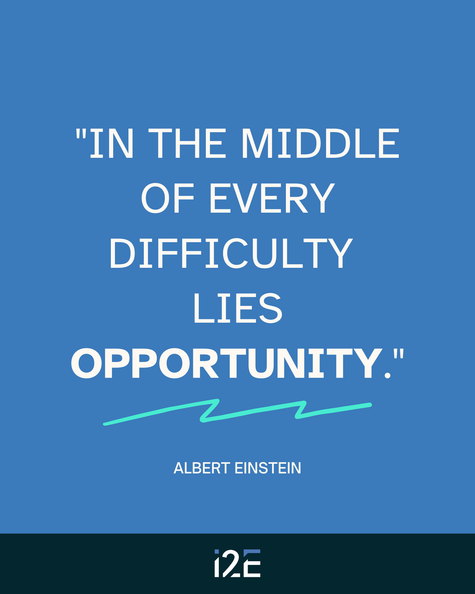 i2E, Inc. (@i2e_inc) on Twitter photo Albert Einstein said, “In the middle of every difficulty lies opportunity.” For entrepreneurs, challenges aren’t roadblocks, they’re proving grounds for success. 
At i2E, we know that resilience defines great founders. What challenge are you turning into an opportunity today? Albert Einstein said, “In the middle of every difficulty lies opportunity.” For entrepreneurs, challenges aren’t roadblocks, they’re proving grounds for success. 
At i2E, we know that resilience defines great founders. What challenge are you turning into an opportunity today?