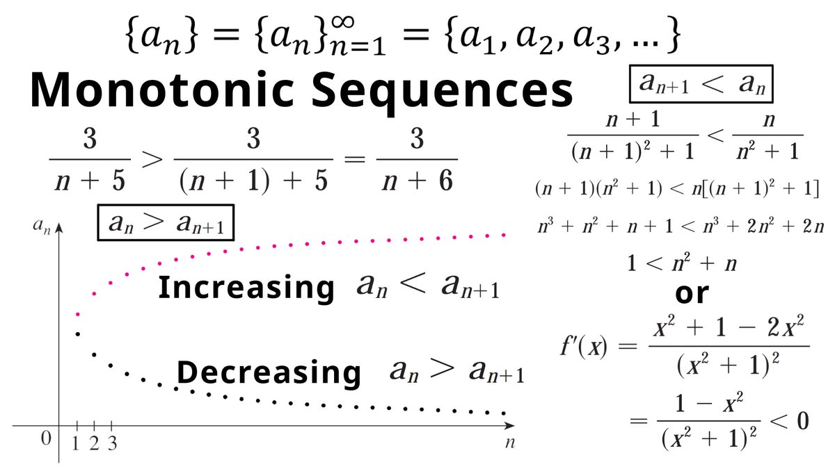 MathEasySolns's tweet photo. Monotonic Sequences and Examples https://t.co/2oI9FUcist
In this video I go over the definition of increasing and decreasing sequences, which are thus denoted as Monotonic.
#math #sequences #calculus #education #monotonicity