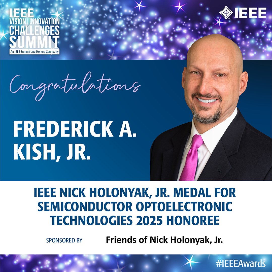 IEEEAwards's tweet image. Before high-speed #Internet became the lynchpin of today's connected world, @NCState's Frederick A. Kish, Jr. helped pioneer multi-quantum well #lasers—advancing #optoelectronics and shaping #FiberOptic communications that power today’s networks: bit.ly/IEEEAwards-Kish