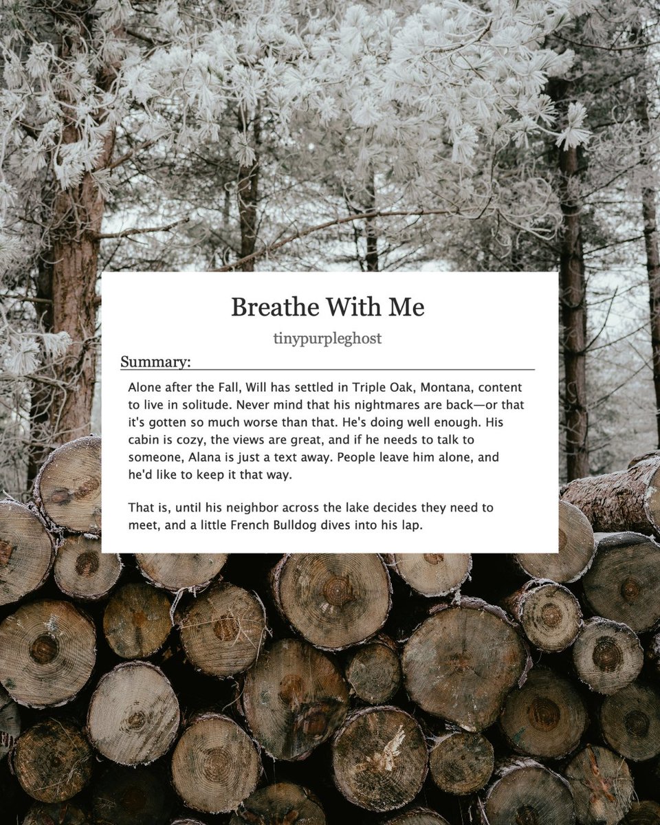 🌨️ Will/Duncan 
🍃 Breathe With Me 
🔞 Explicit
✍🏻 Chapter 1  

"A weight falls on his thigh, just above his knee, and he looks down to see a large hand, heavy and sure, holding him in place. Will’s brow creases at the way it steadies him..."   

🔗archiveofourown.org/works/64506895