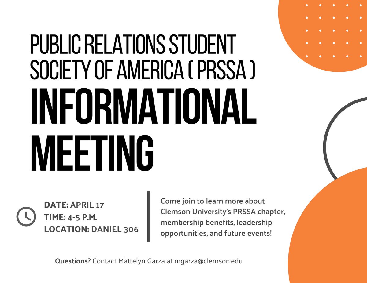 PRSSA informational meeting on April 17th at 4!