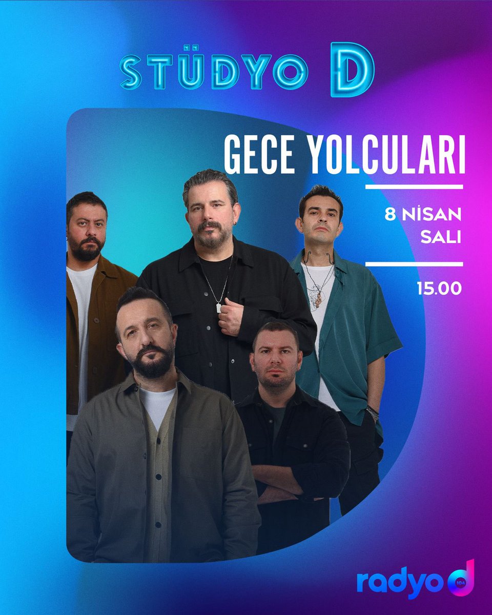 Gece Yolcuları (@geceyolculari) on Twitter photo 8 Nisan 2025 Salı (Yarın)
15:00 
<a href="/RadyoD104/">Radyo D</a> ‘de <a href="/fatihusluonair/">Fatih Uslu</a> 
Canlı yayın konuğuyuz…
Yayına bekliyoruz💎
#geceyolcuları #radyod104 8 Nisan 2025 Salı (Yarın)
15:00 
<a href="/RadyoD104/">Radyo D</a> ‘de <a href="/fatihusluonair/">Fatih Uslu</a> 
Canlı yayın konuğuyuz…
Yayına bekliyoruz💎
#geceyolcuları #radyod104