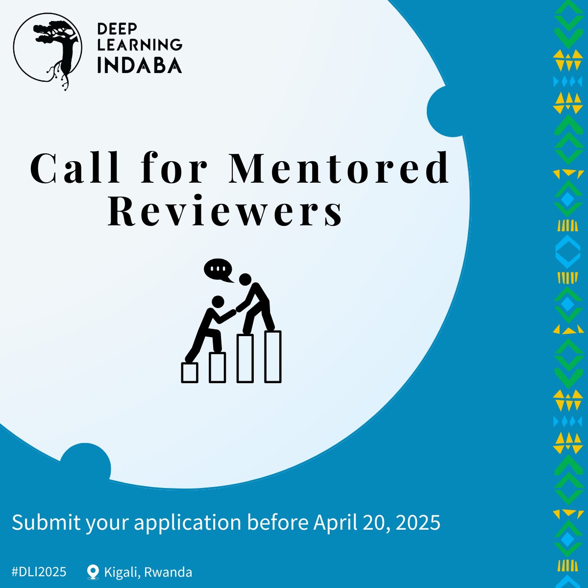 📢We're inviting Master's and early-stage PhD students based in or from Africa, working in AI/ML or related fields, to apply as Mentored Reviewers for the Indaba 2025 research track!
Apply now before April 20, 2025 !  👉bit.ly/mentored-revie…
#DLI2025 #Indaba2025 #Urunana