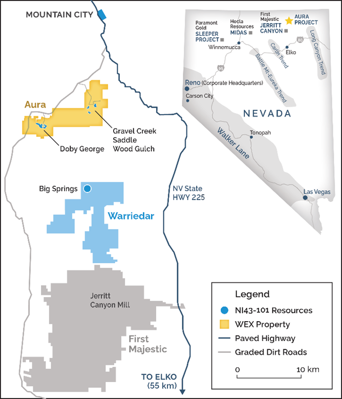 WEXExploration's tweet image. The Gravel Creek Deposit is analogous to significant world class past and current producers
-Midas 2.45M oz Au and 29.5M oz Ag
-Sleeper 1.68M oz Au and 2.17M oz Ag
-Delamar 1.0M oz Au and 38M oz Ag
-Jarbidge 0.4M oz Au and 1.6M oz Ag
All located within ~150 km of the Aura…
